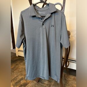 LG Men's Gray Striped Polo Shirt